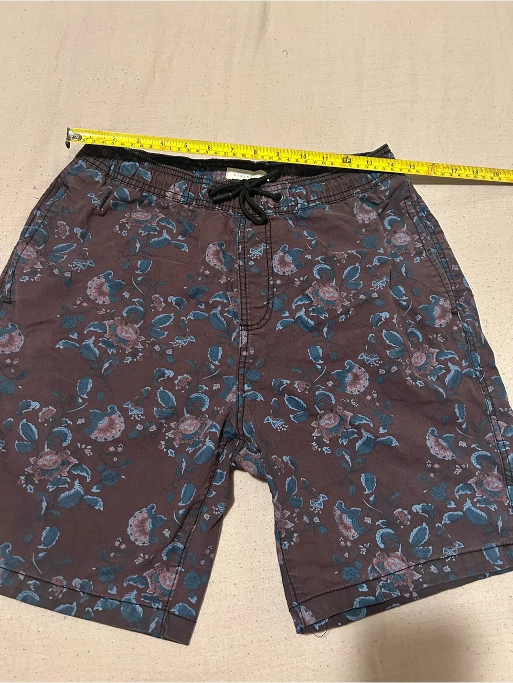 Michael Brandon Brown Floral Swim Shorts with Teal Accents